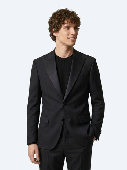 Siyah Düz Modern Fit Prinç Smokin Takım Elbise
