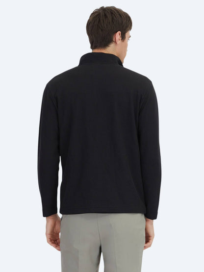 Siyah Fitilli Bisiklet Yaka T-shirt