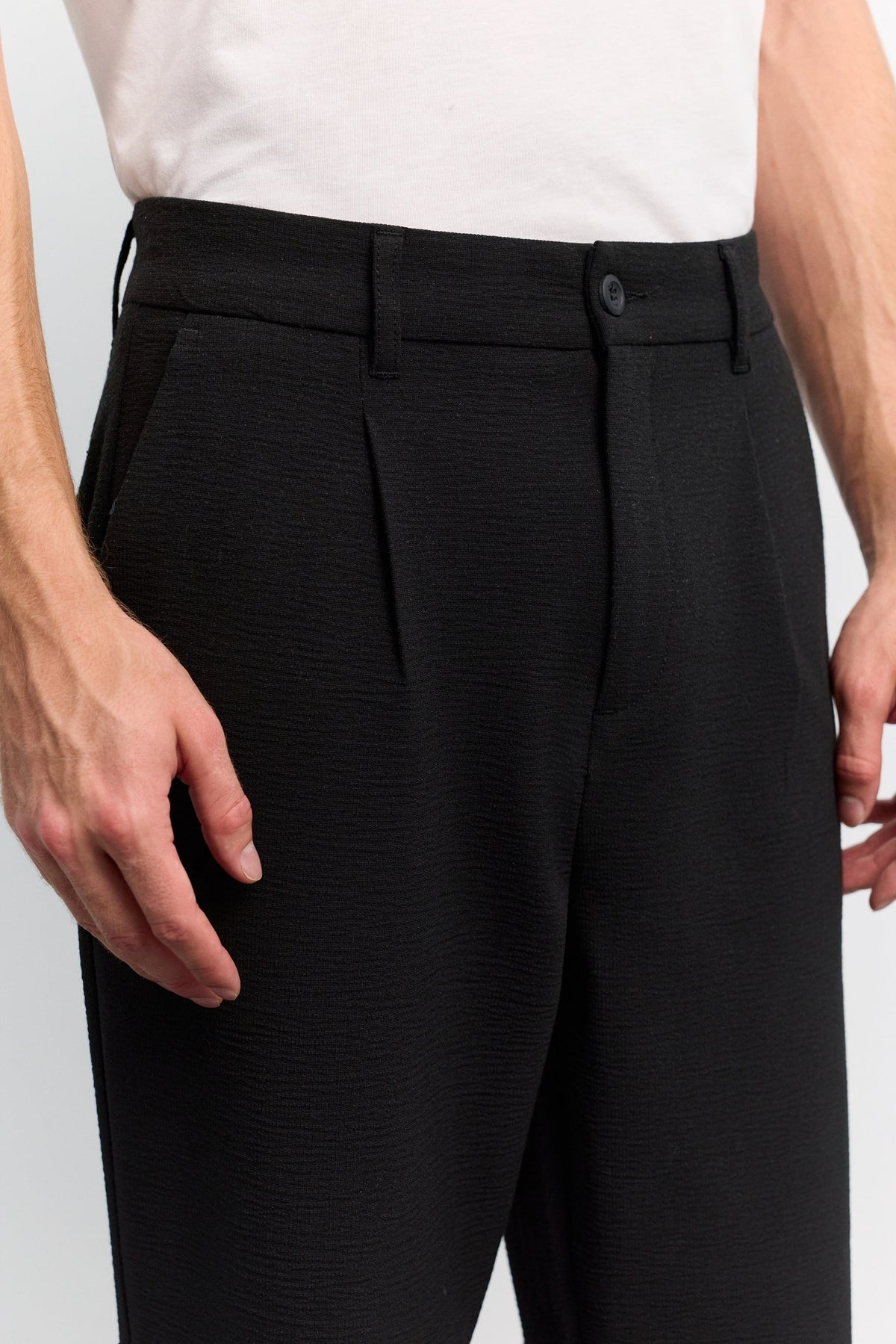 Siyah Klasik Bel Viskon Karışımlı Elastan Pantolon