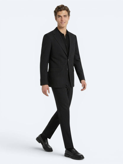Siyah Mikro Modern Fit %100 Yün Takım Elbise