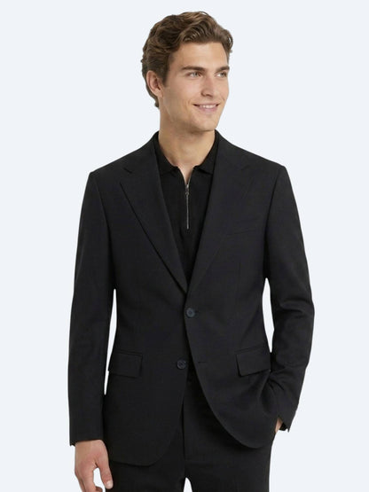 Siyah Mikro Modern Fit %100 Yün Takım Elbise