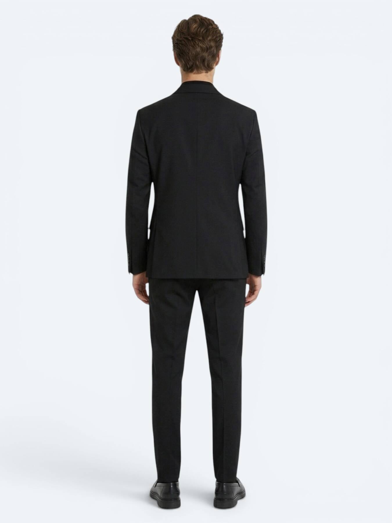 Siyah Mikro Modern Fit %100 Yün Takım Elbise