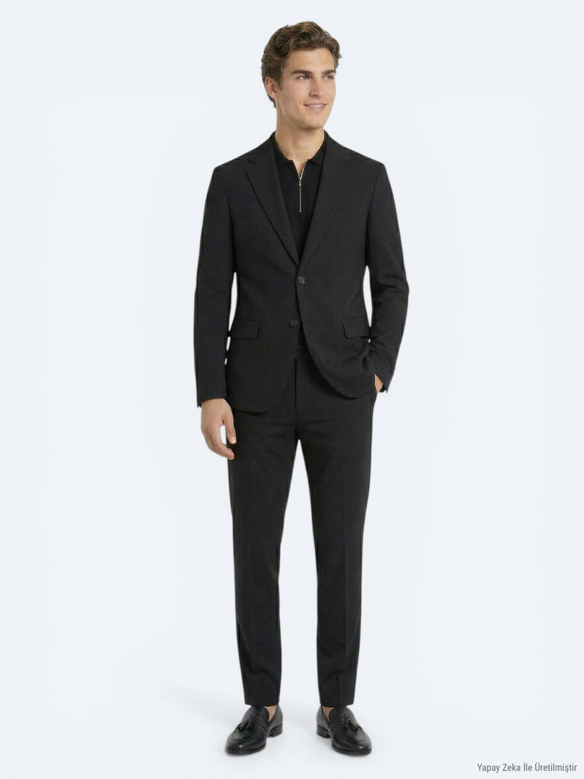 Siyah Mikro Modern Fit Takım Elbise