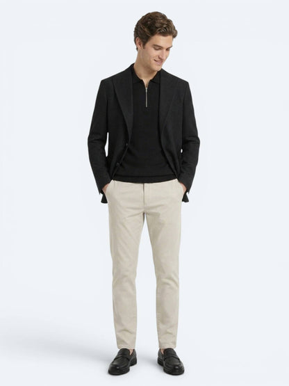 Siyah Mikro Modern Fit Yün Karışımlı Ceket