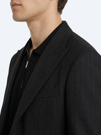 Siyah Mikro Modern Fit Yün Karışımlı Ceket