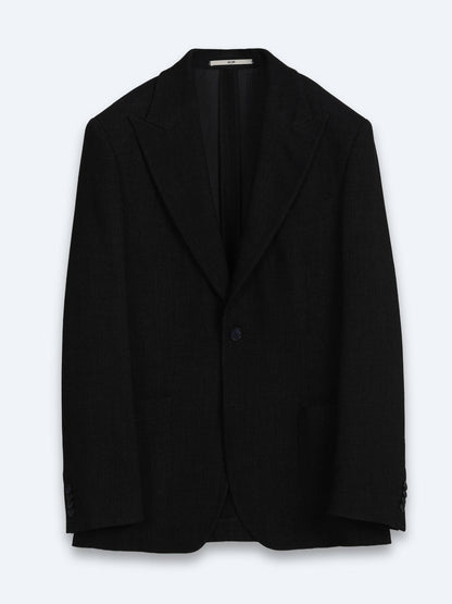 Siyah Mikro Modern Fit Yün Karışımlı Ceket