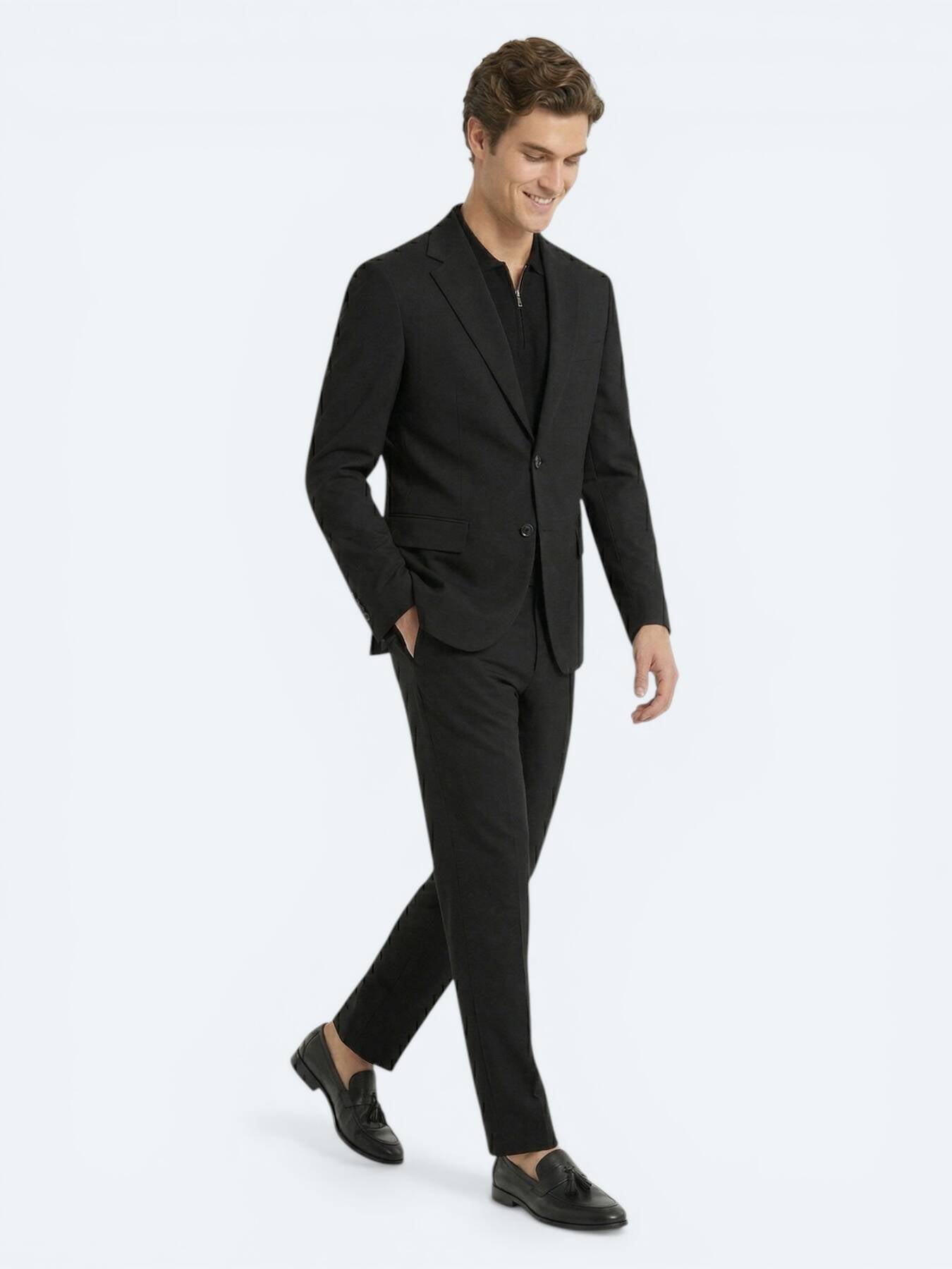 Siyah Modern Fit Takım Elbise