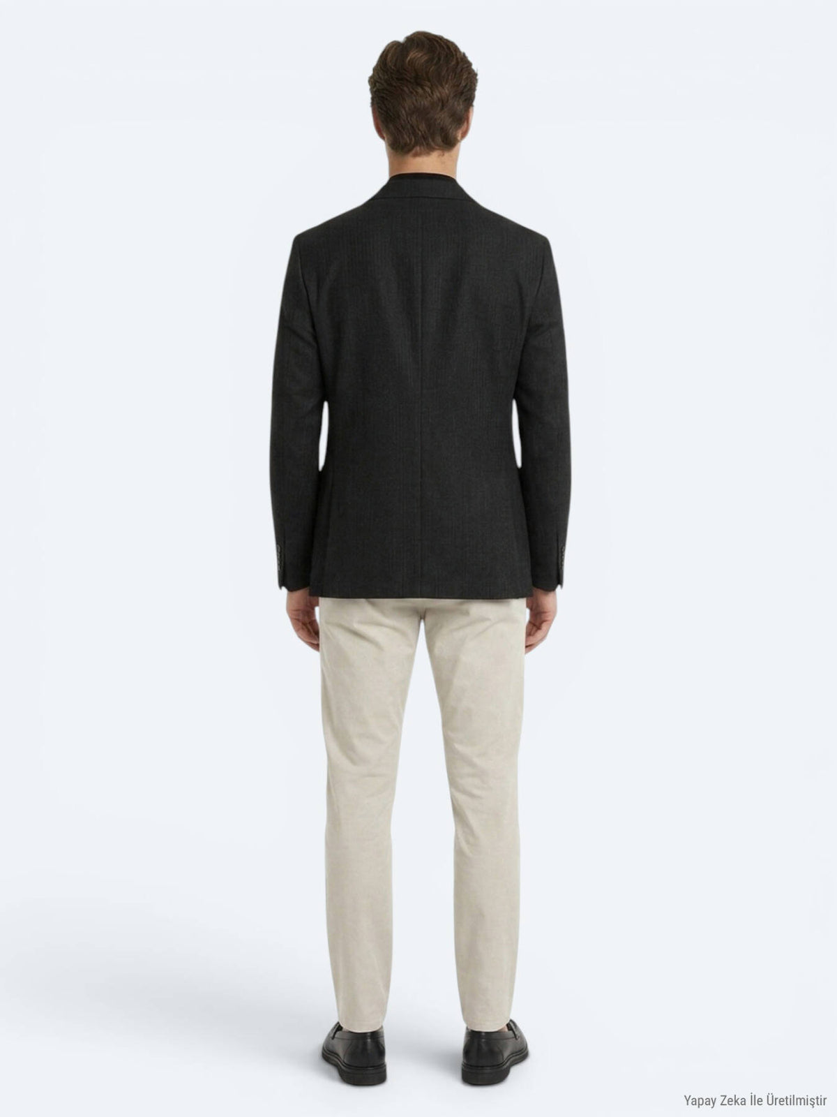 Siyah Modern Fit Yün Karışımlı Ceket
