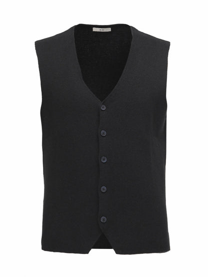 Siyah Regular Fit Casual Örme Triko Yelek