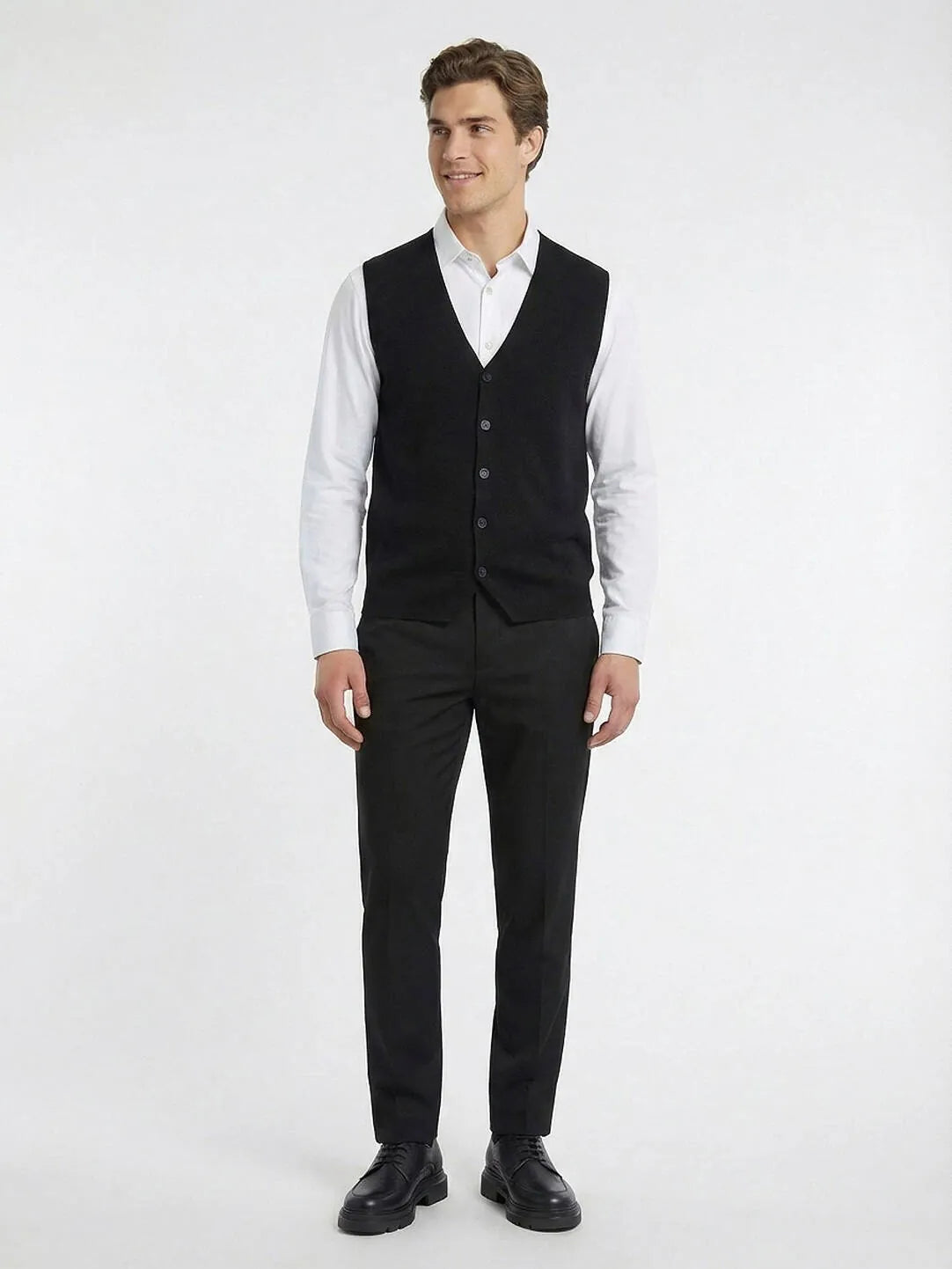 Siyah Regular Fit Casual Örme Triko Yelek