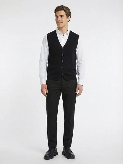 Siyah Regular Fit Casual Örme Triko Yelek