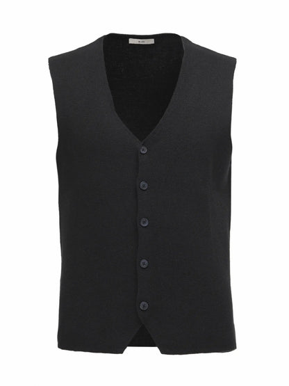 Siyah Regular Fit Casual Örme Triko Yelek