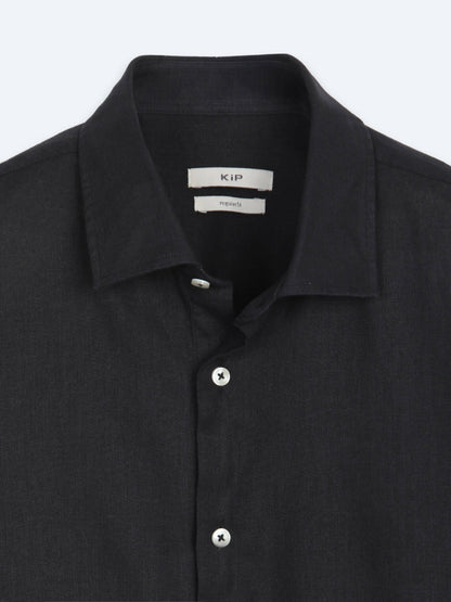 Siyah Regular Fit Uzun Dokuma Casual Pamuk Karışımlı Gömlek