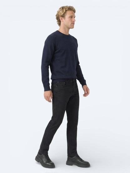 Siyah Slim Fit Denim Pamuk Karışımlı Pantolon