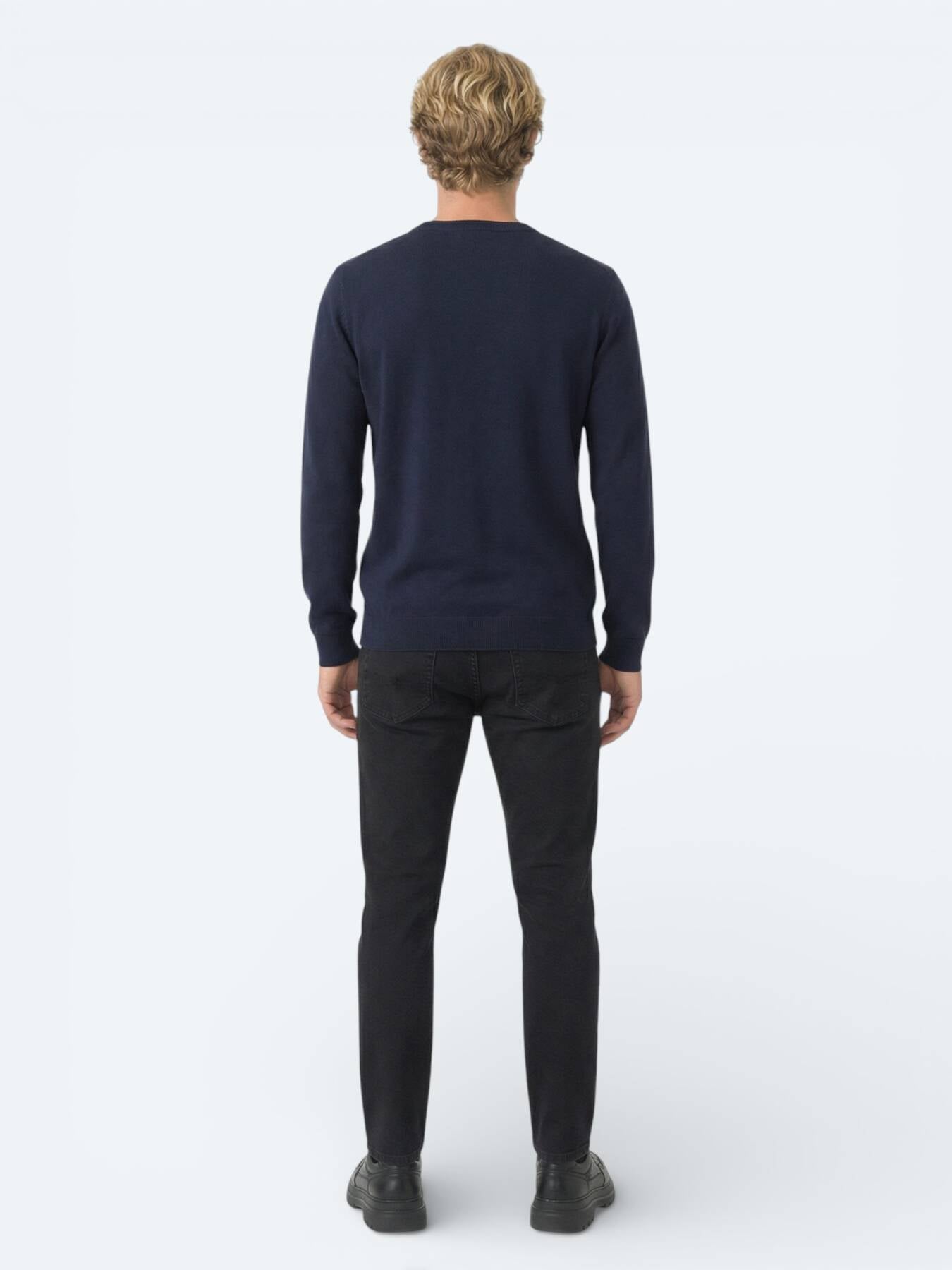 Siyah Slim Fit Denim Pamuk Karışımlı Pantolon