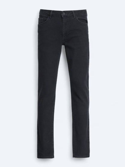Siyah Slim Fit Denim Pamuk Karışımlı Pantolon