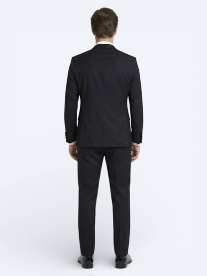 Siyah Slim Fit Kelebek Yaka Dokuma Smokin Takım Elbise