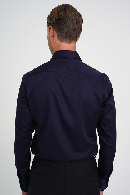 Slim Fit %100 Pamuk Non Iron Kumaş Klasik Lacivert Gömlek Gk 734