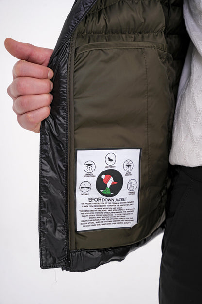 Slim Fit Hakim Yaka Yan Cepli Kaz Tüyü Siyah Şişme Mont Mt 176