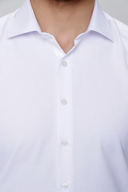 Gk 604 Slim Fit Pamuk Saten Klasik Beyaz Gömlek