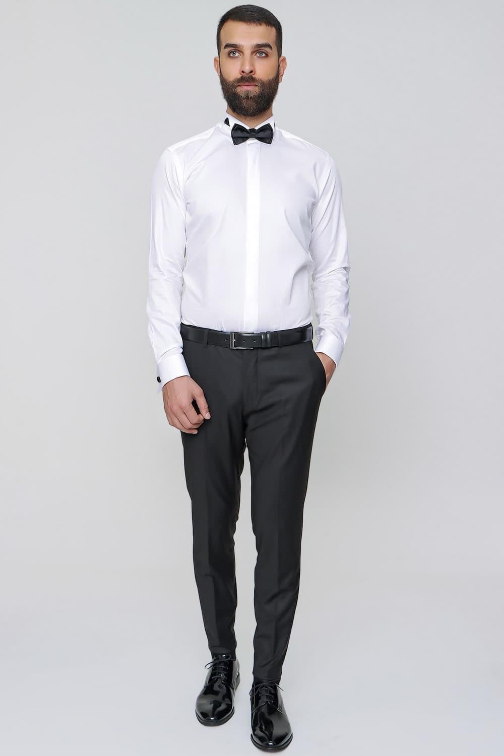 P 1091 Slim Fit Pilesiz Yan Cepli Esnek Yün Siyah Kumaş Pantolon