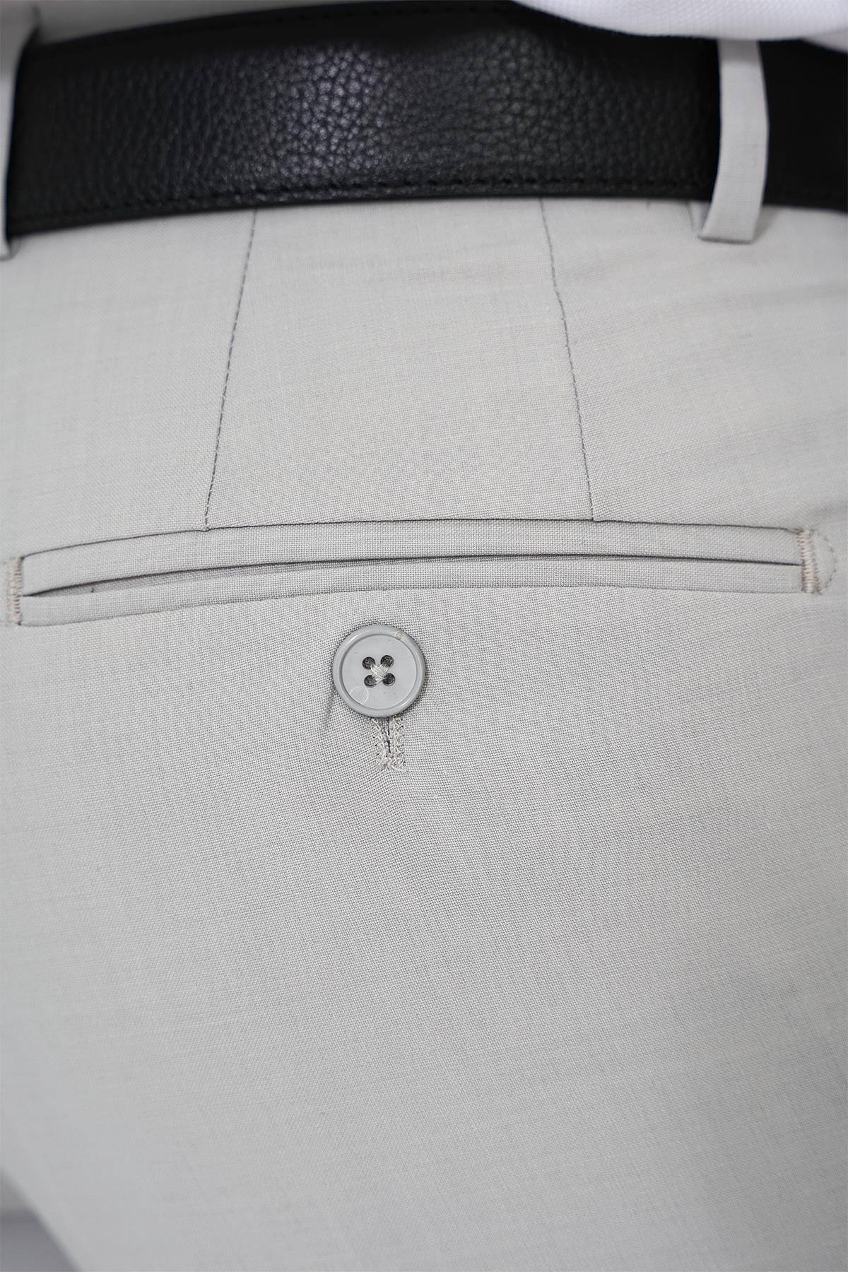 P 1191 Slim Fit Pilesiz Yün Klasik Taş Kumaş Pantolon
