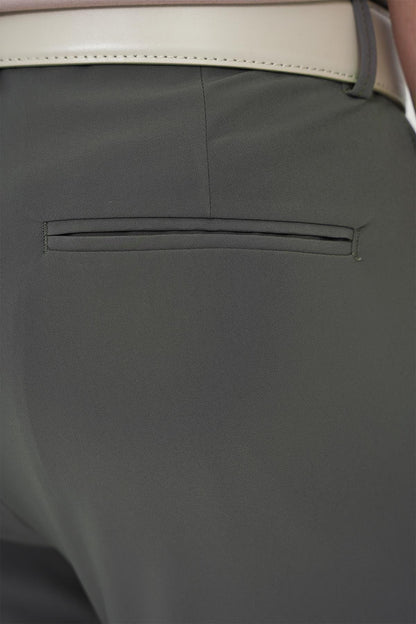 Slim Fit Yan Cepli Esnek Düz Haki Pamuk Pantolon P 1197