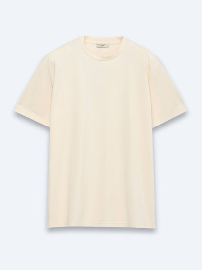 Somon Düz Pamuk Karışımlı T-shirt
