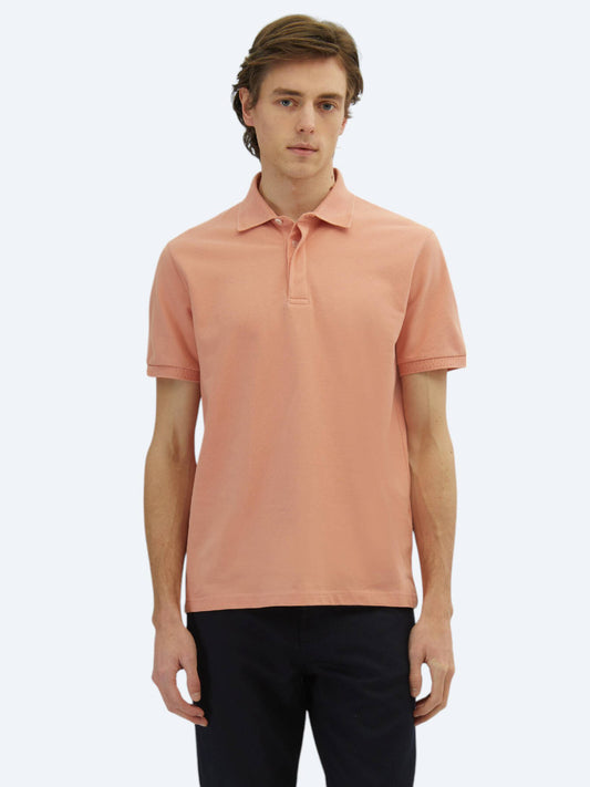 Somon Düz Polo Yaka %100 Pamuk T-shirt