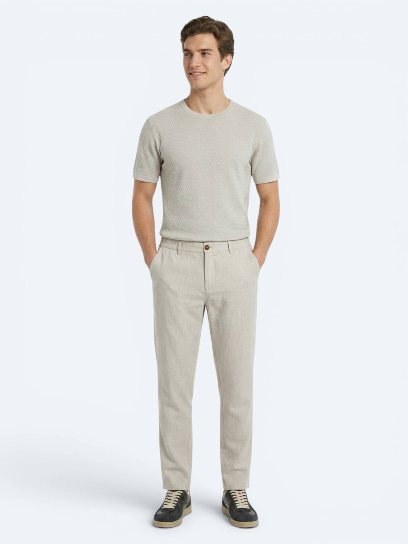 Taş Dokuma Relaxed Fit Casual Pamuk Karışımlı Pantolon