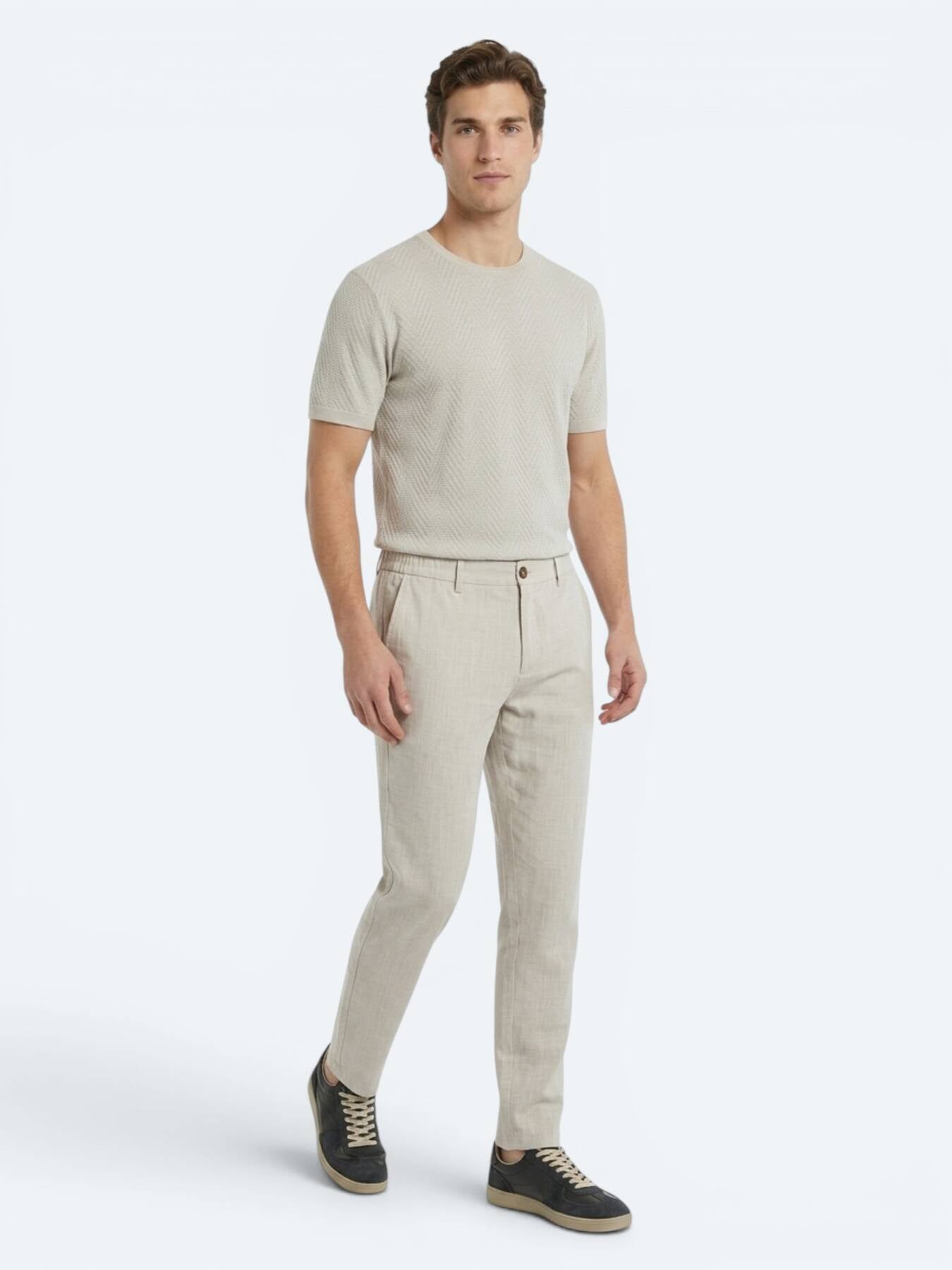 Taş Dokuma Relaxed Fit Casual Pamuk Karışımlı Pantolon