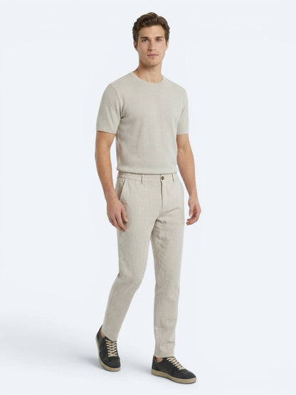 Taş Dokuma Relaxed Fit Casual Pamuk Karışımlı Pantolon