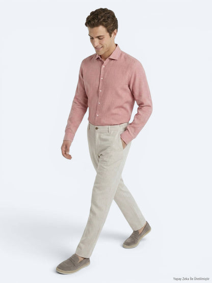 Taş Dokuma Relaxed Fit Casual Pamuk Karışımlı Pantolon