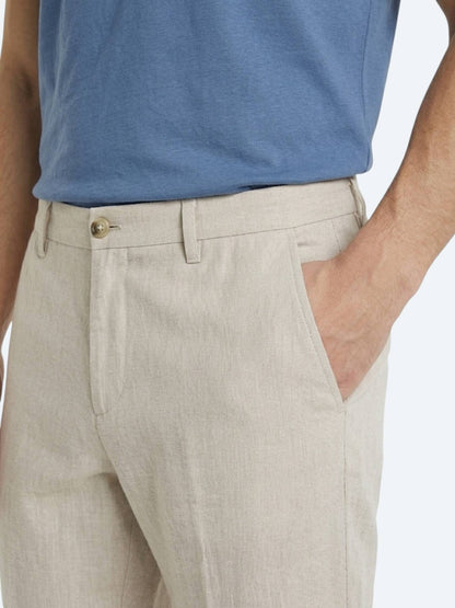 Taş Düz Dokuma Jogging Fit Casual %100 Keten Pantolon