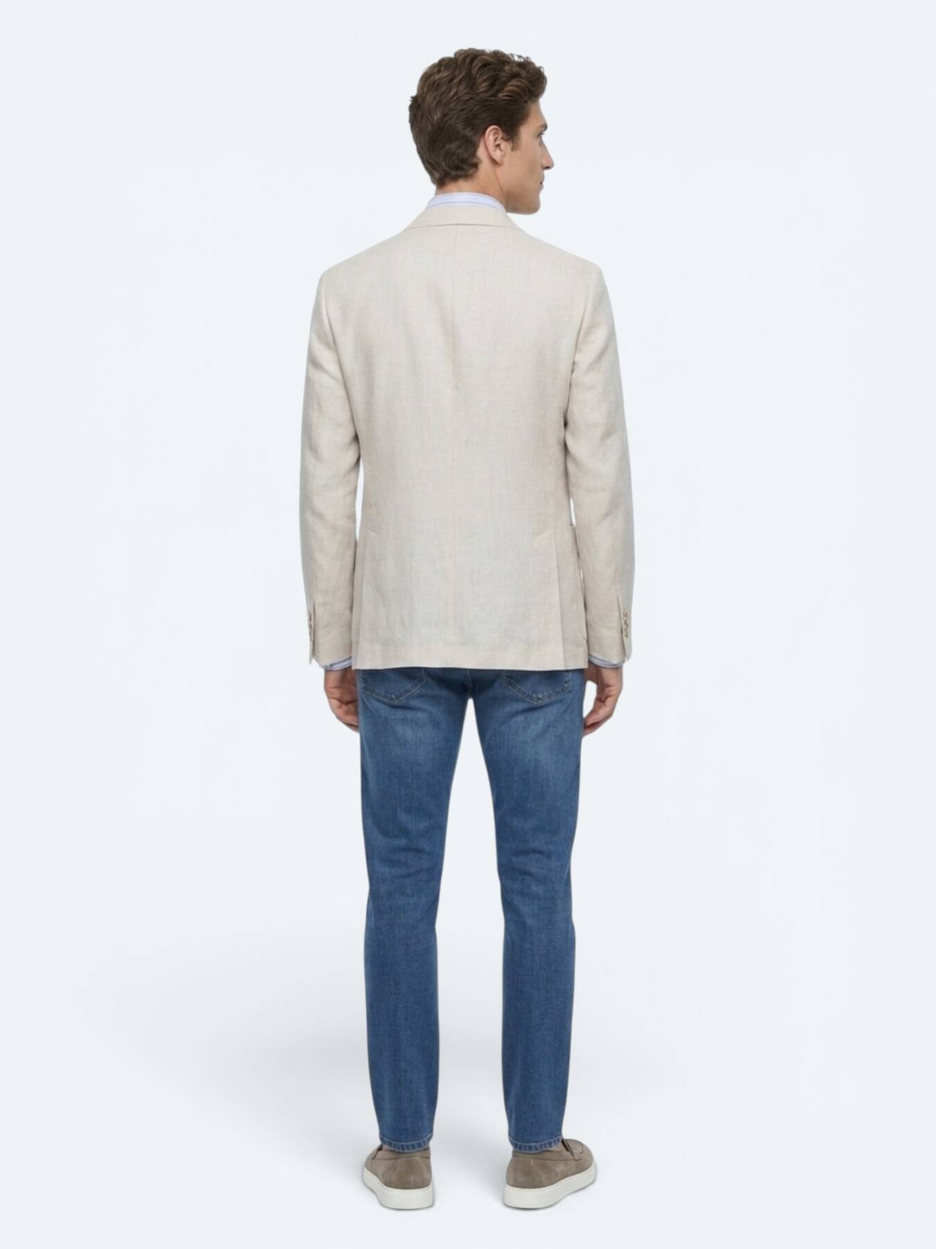 Taş Düz Modern Fit %100 Keten Ceket
