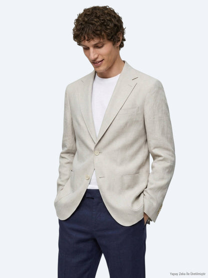 Taş Modern Fit %100 Keten Ceket