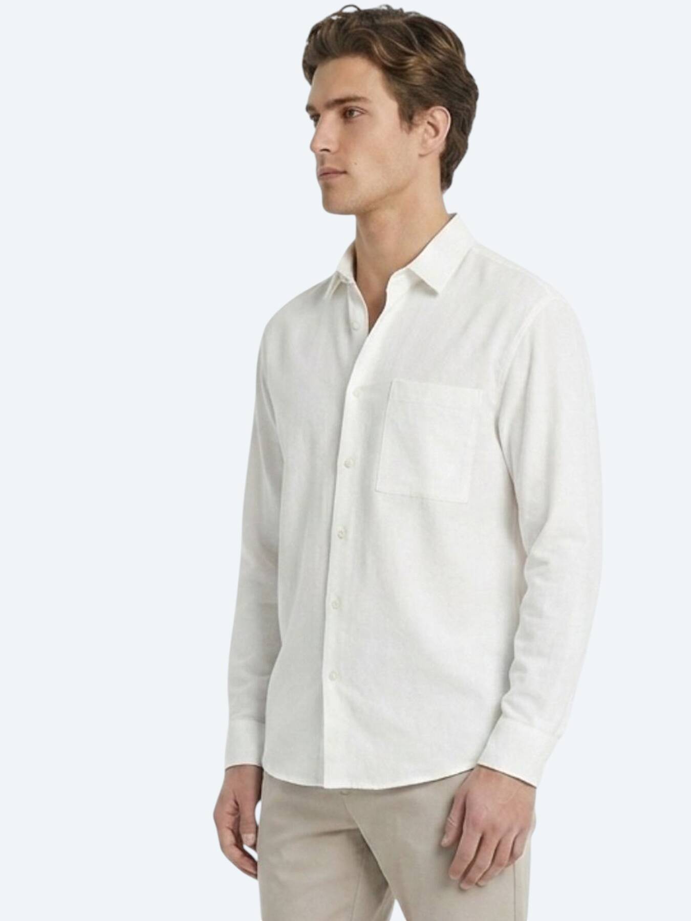 Taş Düz Oversize Fit Uzun Dokuma Casual Gömlek