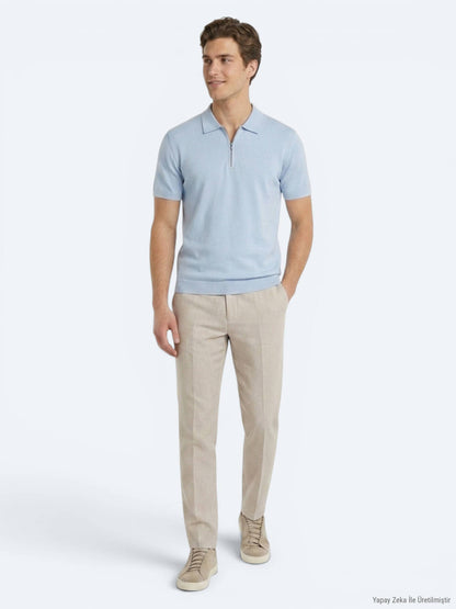 Taş Kumaş Relaxed Fit Casual Keten Karışımlı Pantolon