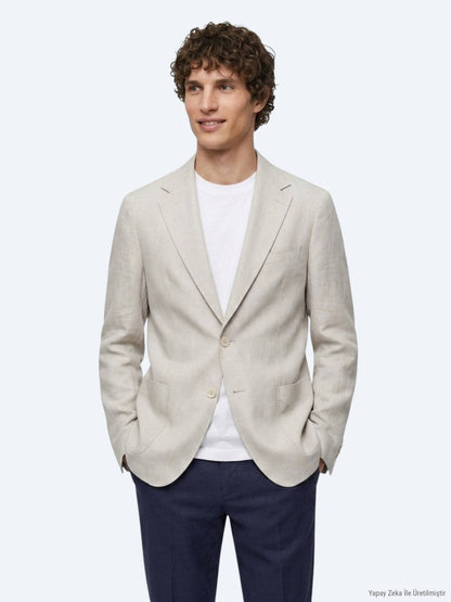 Taş Modern Fit %100 Keten Ceket