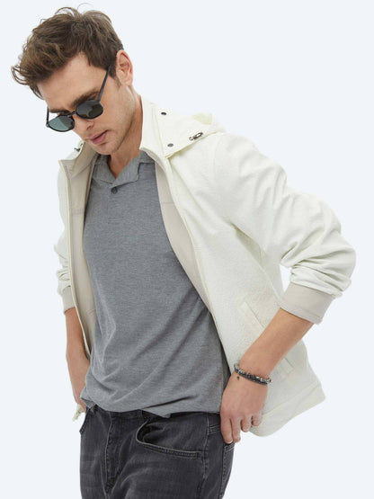 Taş Regular Fit Dik Yaka Casual Dokuma Çift Taraflı Mont