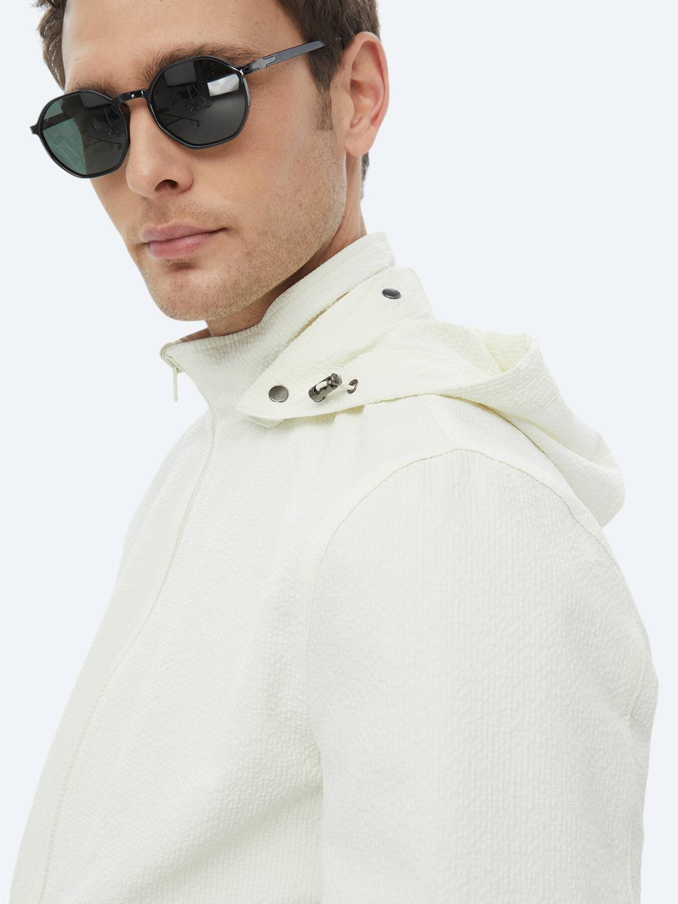 Taş Regular Fit Dik Yaka Casual Dokuma Çift Taraflı Mont