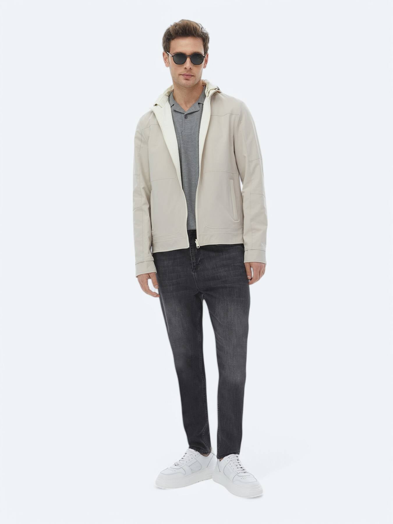 Taş Regular Fit Dik Yaka Casual Dokuma Çift Taraflı Mont
