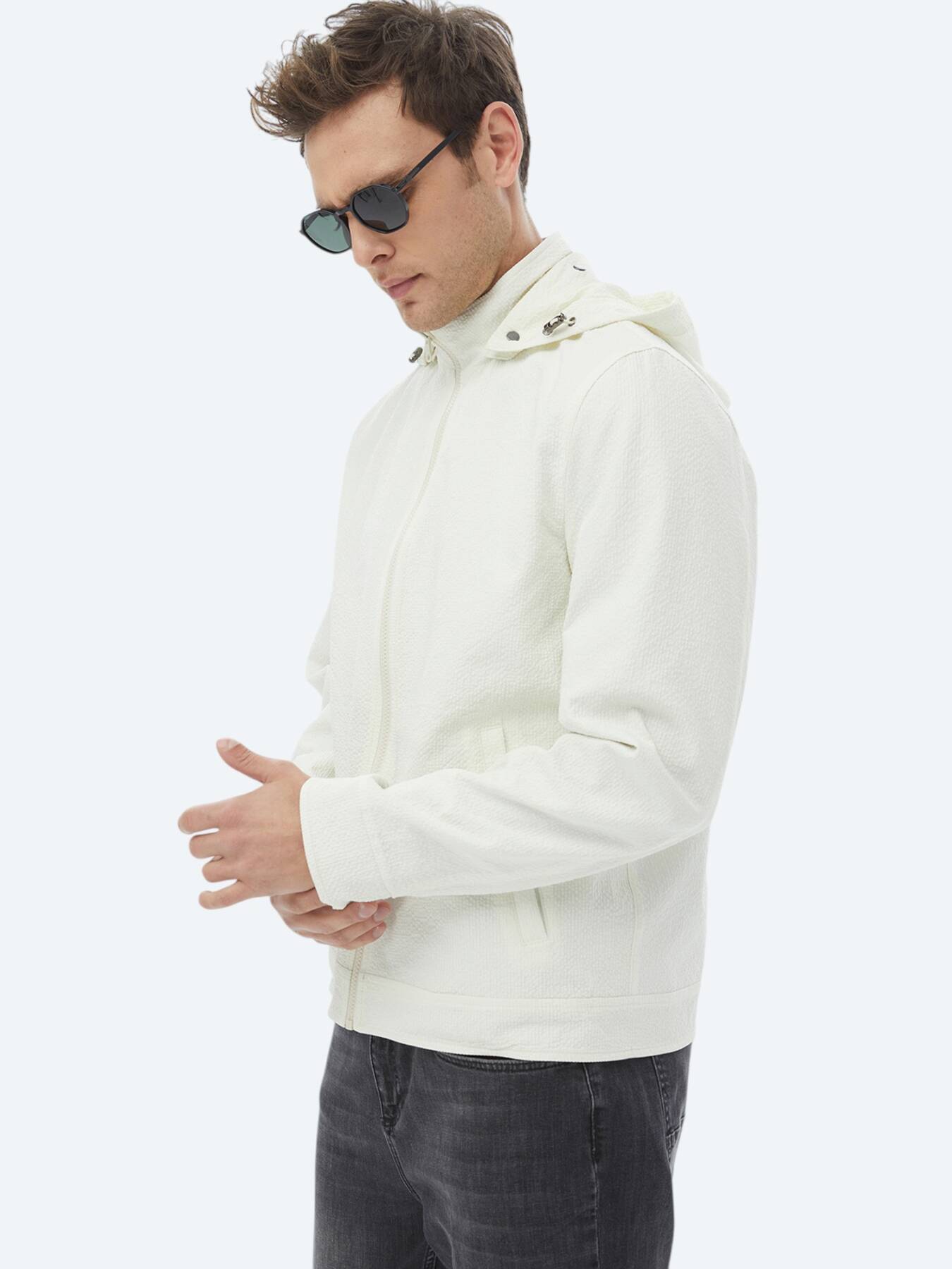 Taş Regular Fit Dik Yaka Casual Dokuma Çift Taraflı Mont