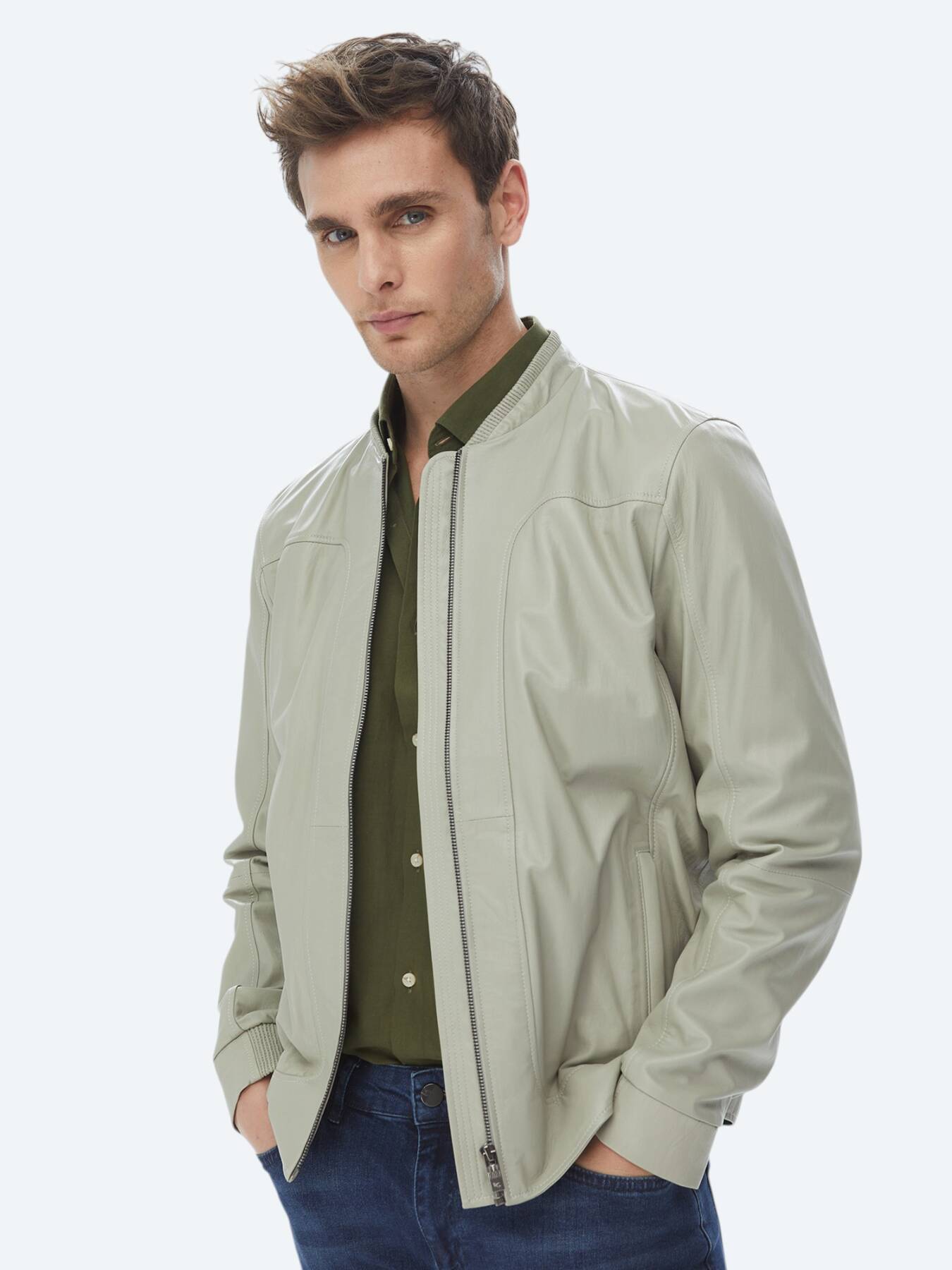 Taş Regular Fit Smart Casual Koyun Derisi Deri Mont