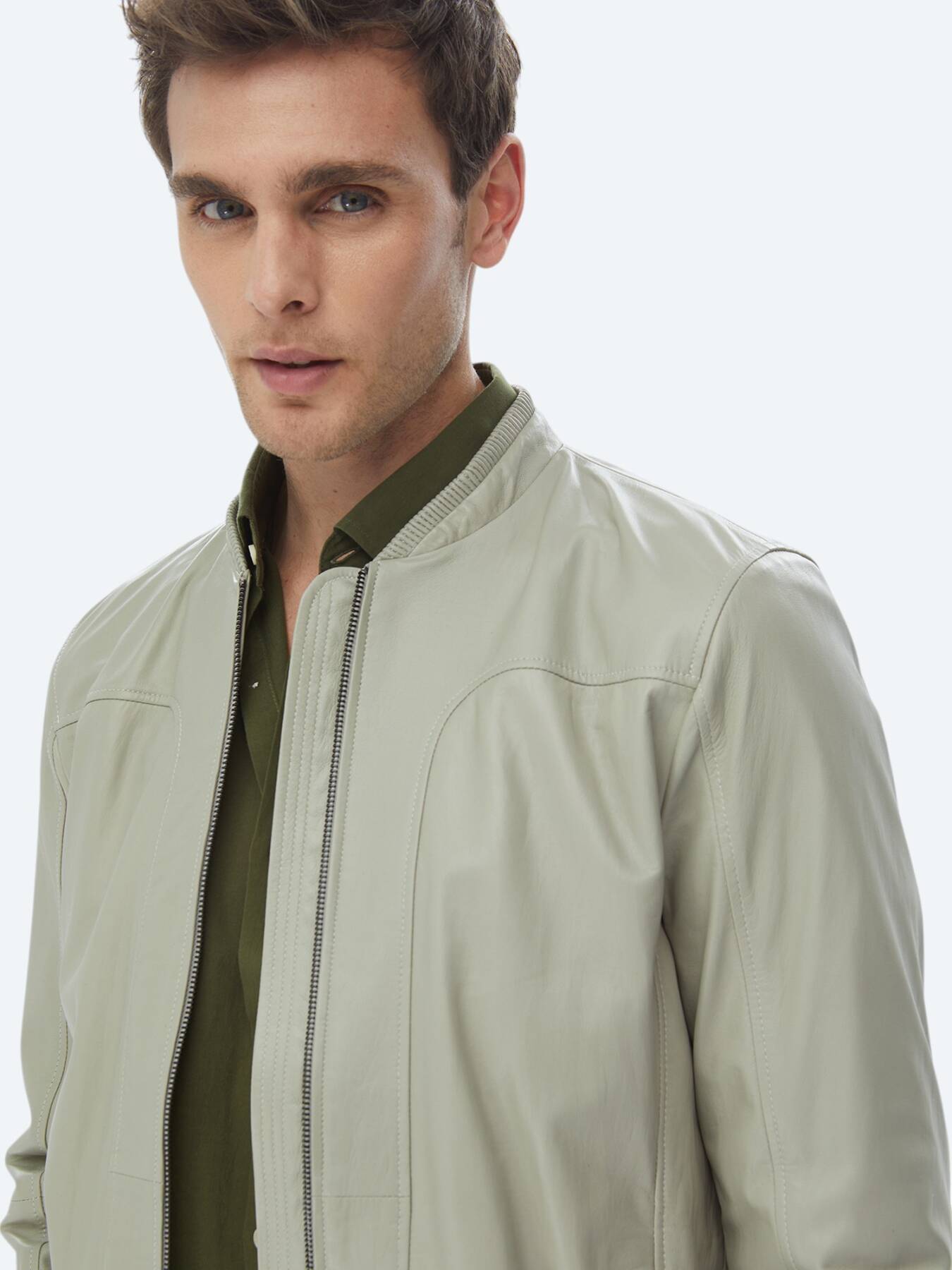 Taş Regular Fit Smart Casual Koyun Derisi Deri Mont