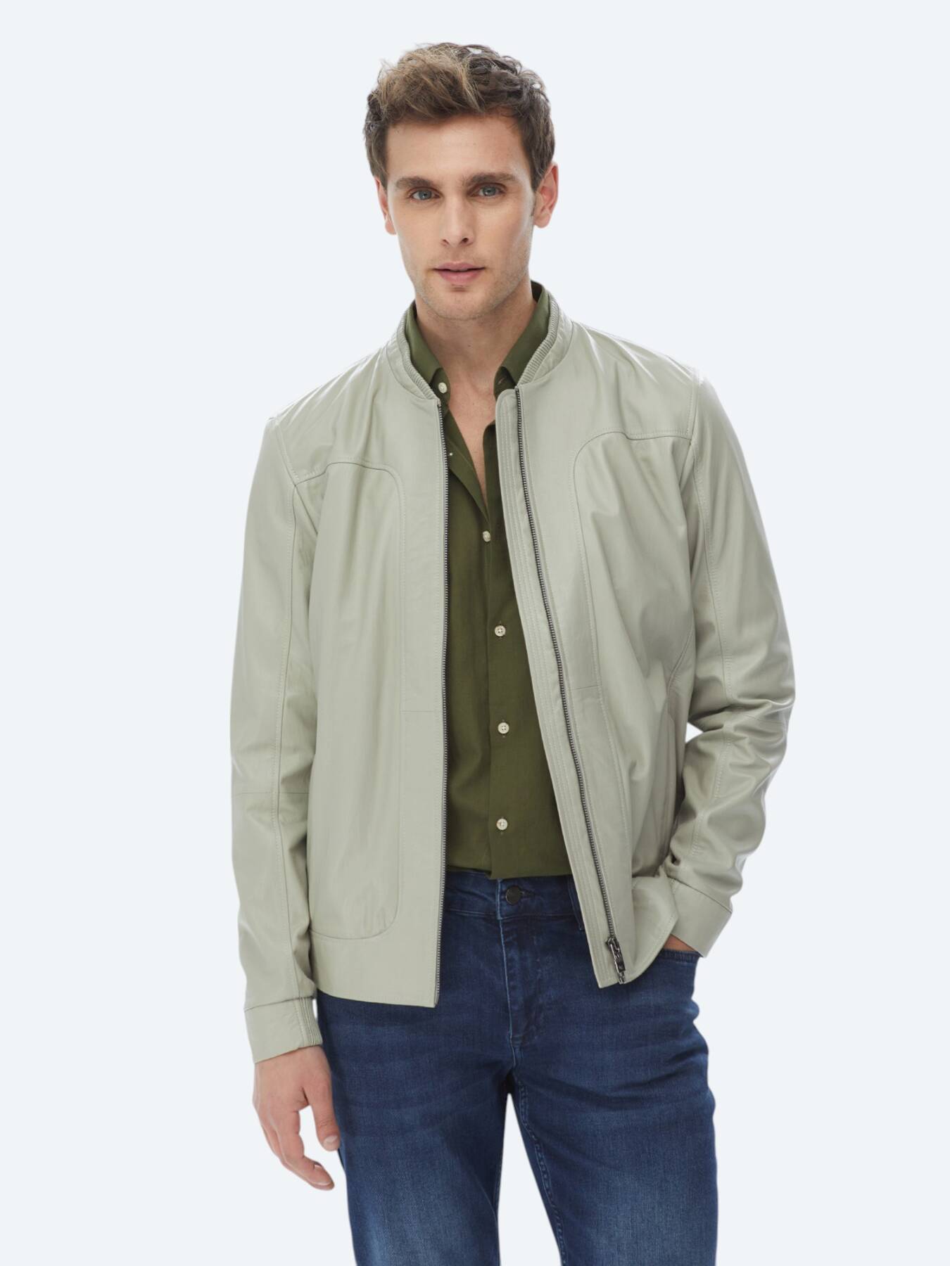 Taş Regular Fit Smart Casual Koyun Derisi Deri Mont