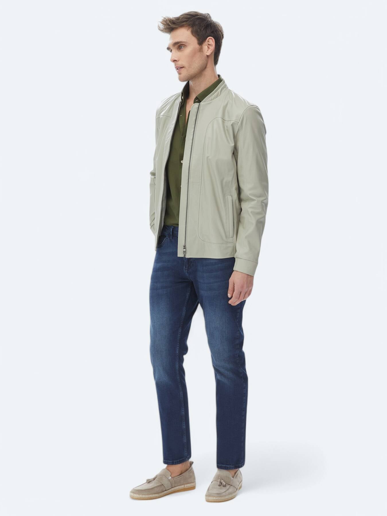 Taş Regular Fit Smart Casual Koyun Derisi Deri Mont