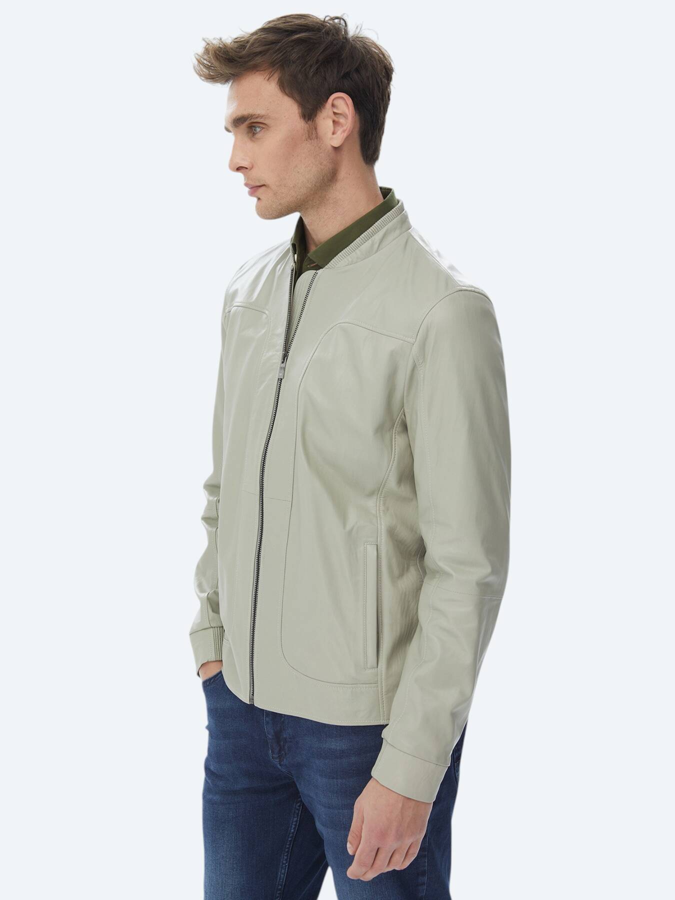 Taş Regular Fit Smart Casual Koyun Derisi Deri Mont