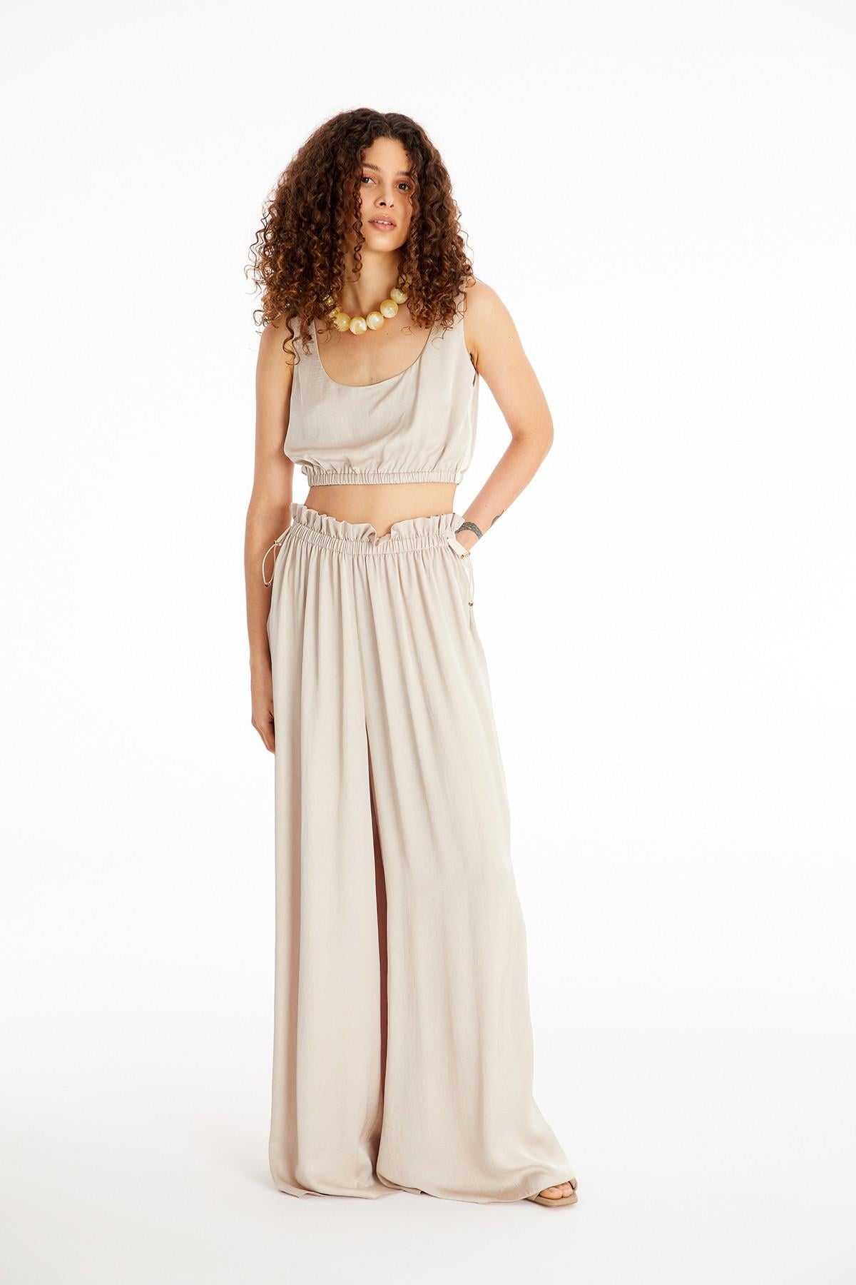 Taş Saten Crop Top
