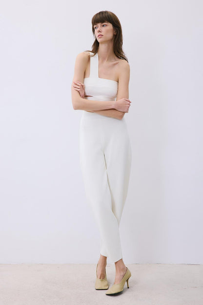 Tek Omuz Bantlı Ekru Triko Büstiyer